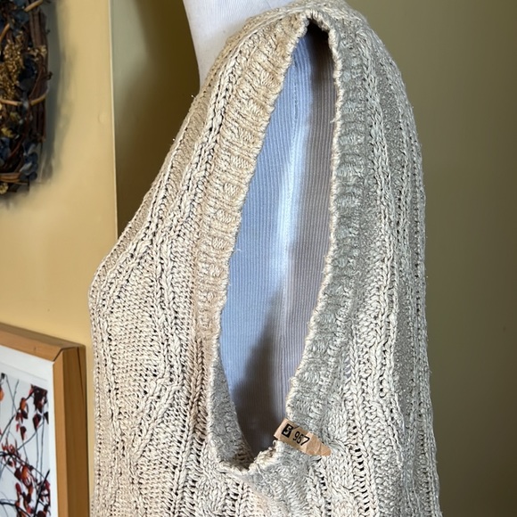 Vintage 80s BANANA REPUBLIC Size Medium Classic Cableknit Vest Linen & Cotton - Picture 8 of 16
